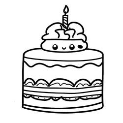 Disegno da colorare: Torta di Compleanno (Cibo e Nutrizione) #201126 - Pagine da Colorare Stampabili Gratuite