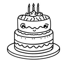 Disegno da colorare: Torta di Compleanno (Cibo e Nutrizione) #201128 - Pagine da Colorare Stampabili Gratuite