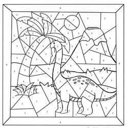 Disegno da colorare: Dinosauri Colora con i Numeri (Colora con i Numeri) #177978 - Pagine da Colorare Stampabili Gratuite