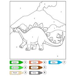 Disegno da colorare: Dinosauro Magico (Colora con i Numeri) #216746 - Pagine da Colorare Stampabili Gratuite