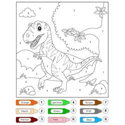 Disegno da colorare: Dinosauro Magico (Colora con i Numeri) #216747 - Pagine da Colorare Stampabili Gratuite