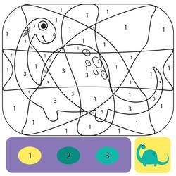 Disegno da colorare: Dinosauro Magico (Colora con i Numeri) #216753 - Pagine da Colorare Stampabili Gratuite