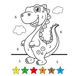 Disegno da colorare: Dinosauro Magico (Colora con i Numeri) #216757 - Pagine da Colorare Stampabili Gratuite
