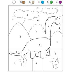 Disegno da colorare: Dinosauro Magico (Colora con i Numeri) #216758 - Pagine da Colorare Stampabili Gratuite