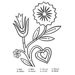 Disegni da colorare: Fiori Colora con i Numeri - Pagine da Colorare Stampabili Gratuite