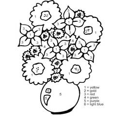 Disegno da colorare: Fiori Colora con i Numeri (Colora con i Numeri) #177981 - Pagine da Colorare Stampabili Gratuite