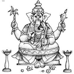 Disegno da colorare: Mitologia indù: Ganesh (Dei e Dee) #96914 - Pagine da Colorare Stampabili Gratuite