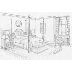 Disegno da colorare: Camera da letto (Edifici e architettura) #66594 - Pagine da Colorare Stampabili Gratuite