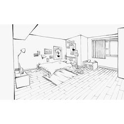 Disegno da colorare: Camera da letto (Edifici e architettura) #66596 - Pagine da Colorare Stampabili Gratuite