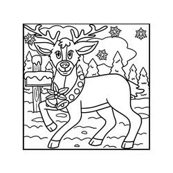 Disegni da colorare: Renna di Natale - Pagine da Colorare Stampabili Gratuite