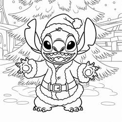 Disegni da colorare: Stitch di Natale - Pagine da Colorare Stampabili Gratuite