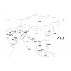 Disegni da colorare: Mappa dell'Asia - Pagine da Colorare Stampabili Gratuite