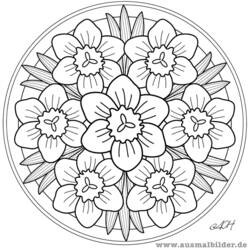 Disegno da colorare: Mandala di fiori (Mandala) #117049 - Pagine da Colorare Stampabili Gratuite
