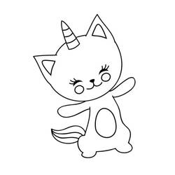 Disegni da colorare: Gatto Unicorno - Pagine da Colorare Stampabili Gratuite