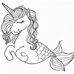 Disegni da colorare: Unicorno Sirena - Pagine da Colorare Stampabili Gratuite
